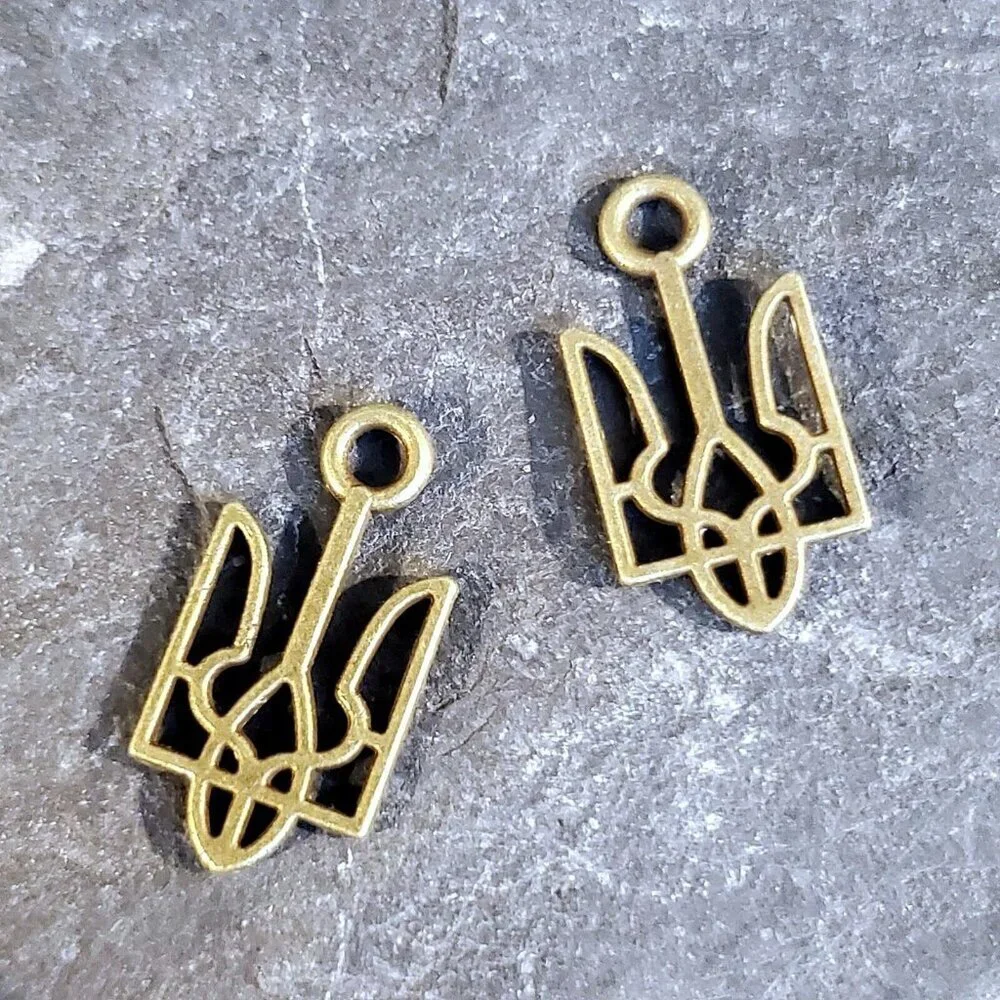 Bronze Ukraine National Emblem Ukrainian Symbol 18x9mm Charms Pendants 10 pcs